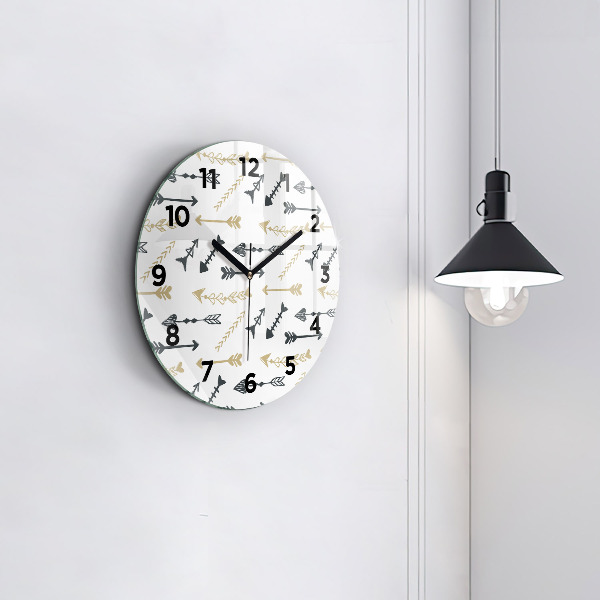 Round glass clock Geometric hipster pattern