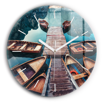 Round glass clock Pier and Lake