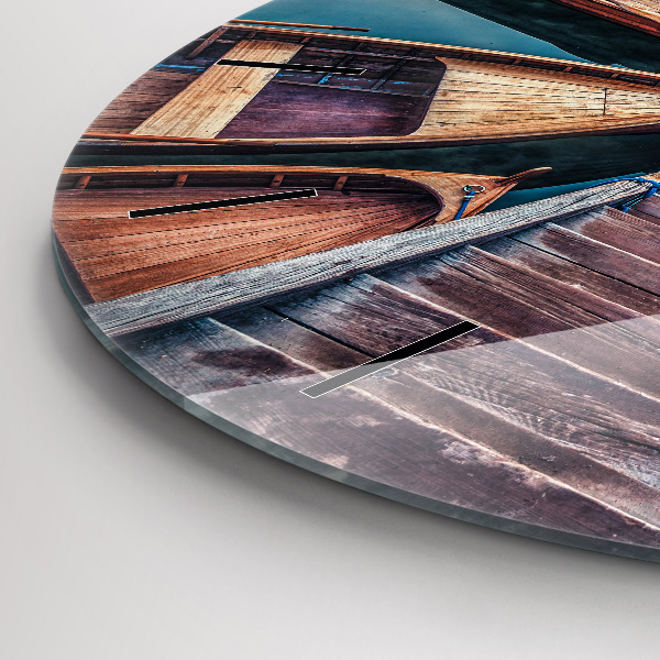 Round glass clock Pier and Lake