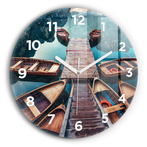 Round glass clock Pier and Lake