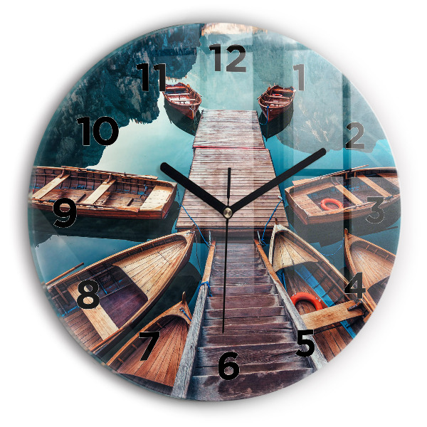 Round glass clock Pier and Lake