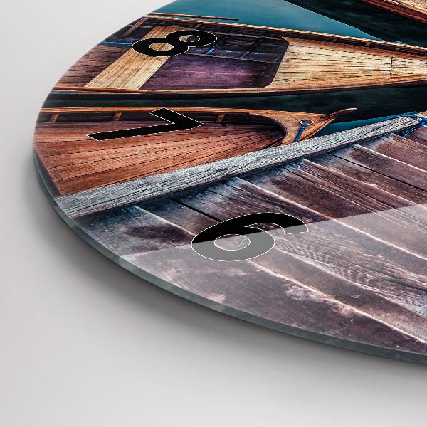 Round glass clock Pier and Lake