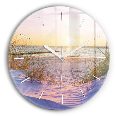 Round glass clock Polish Sunny Sea
