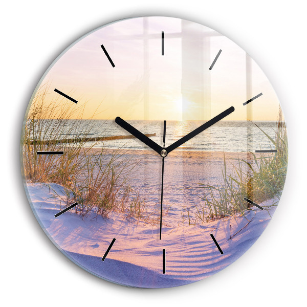 Round glass clock Polish Sunny Sea