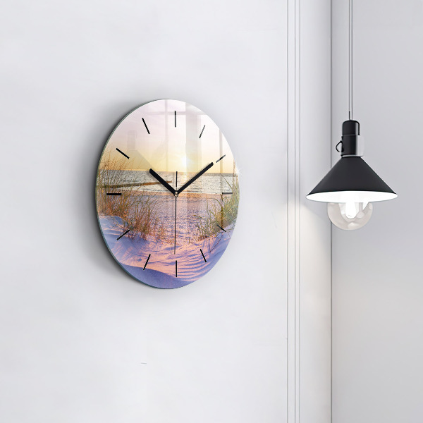 Round glass clock Polish Sunny Sea