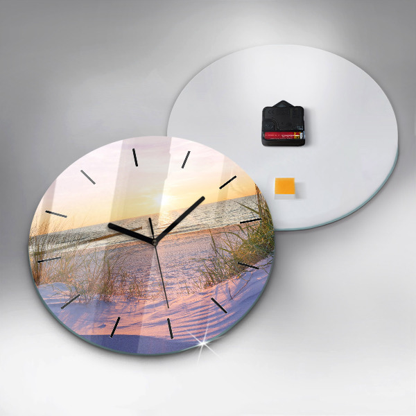 Round glass clock Polish Sunny Sea