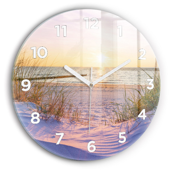 Round glass clock Polish Sunny Sea