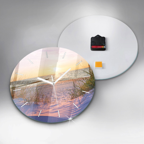 Round glass clock Polish Sunny Sea