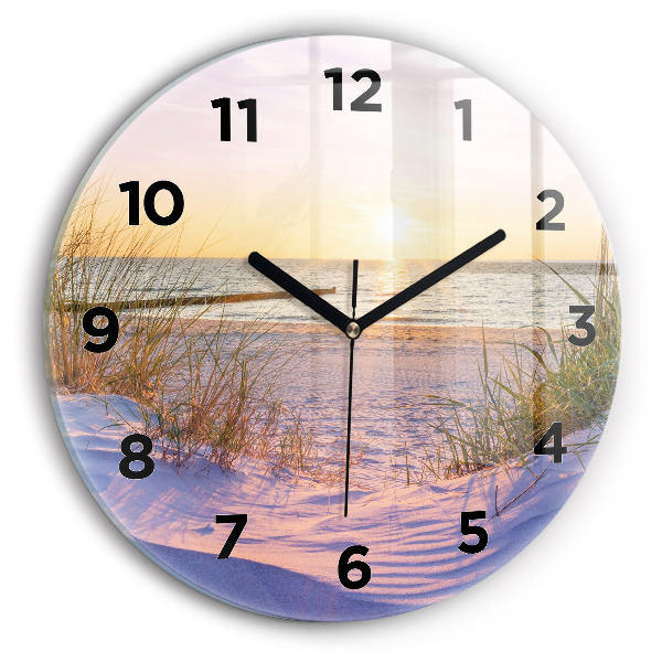 Round glass clock Polish Sunny Sea