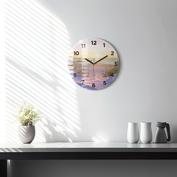 Round glass clock Polish Sunny Sea