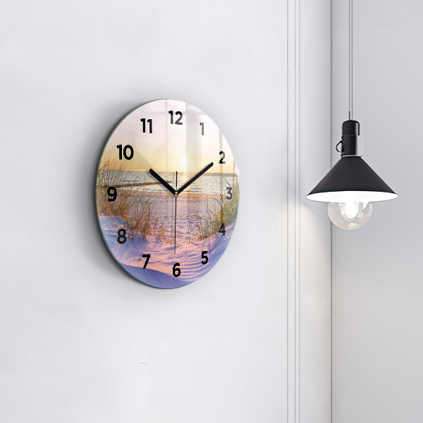 Round glass clock Polish Sunny Sea