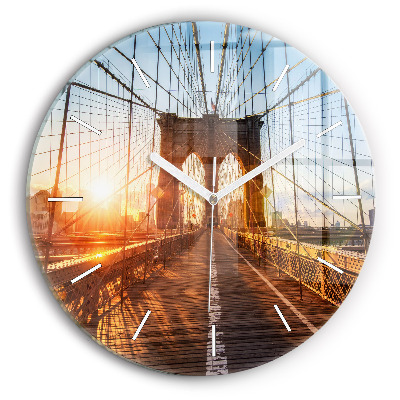 Round glass clock Brooklyn Bridge NYC