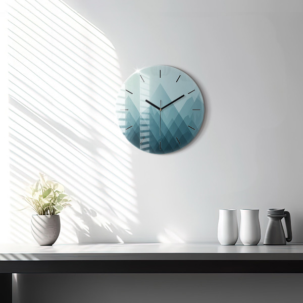 Round glass clock Geometric figures