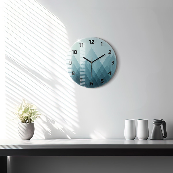 Round glass clock Geometric figures