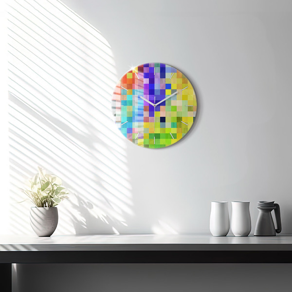 Round glass clock Composition of Squares