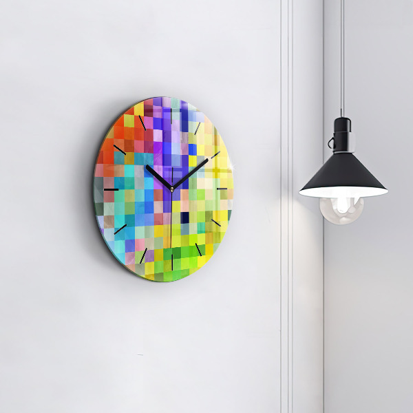 Round glass clock Composition of Squares