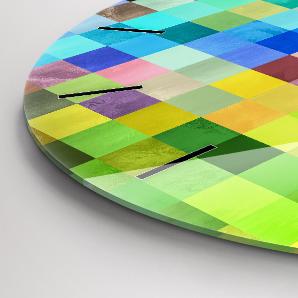 Round glass clock Composition of Squares