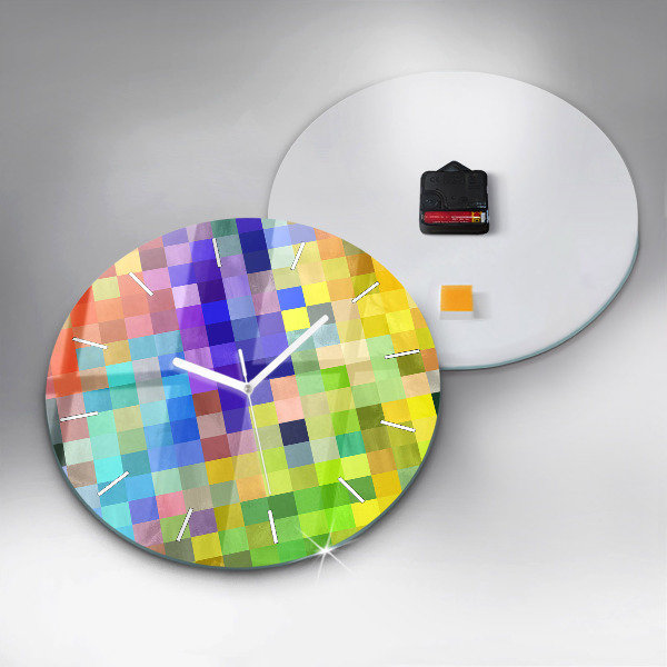 Round glass clock Composition of Squares