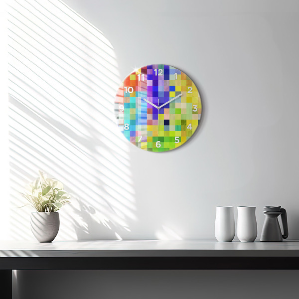 Round glass clock Composition of Squares
