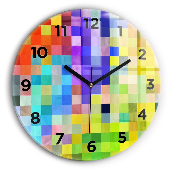 Round glass clock Composition of Squares