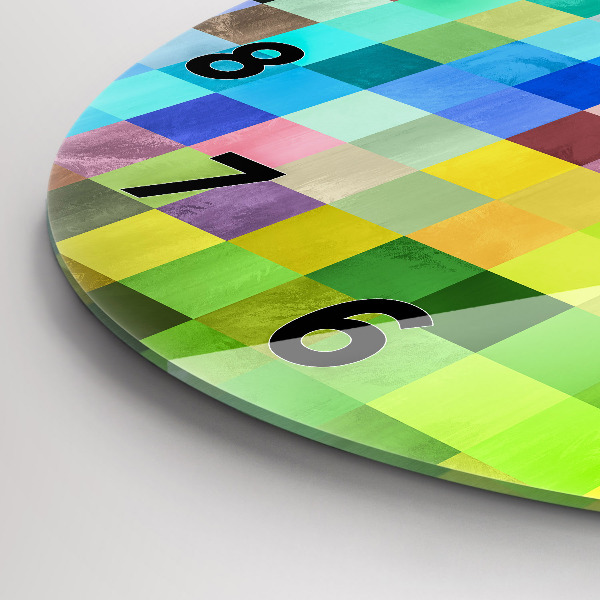 Round glass clock Composition of Squares