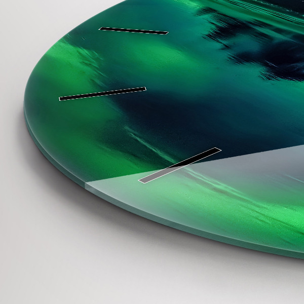 Round glass clock Northern lights