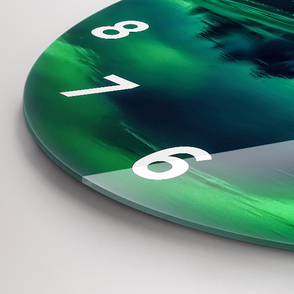 Round glass clock Northern lights