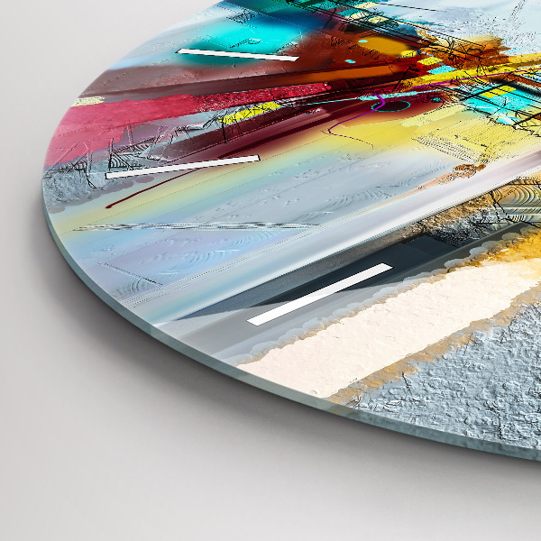 Round glass clock Abstract oil landscape