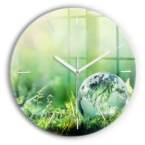 Round glass clock Globe