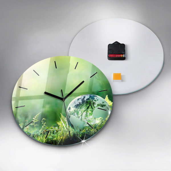 Round glass clock Globe