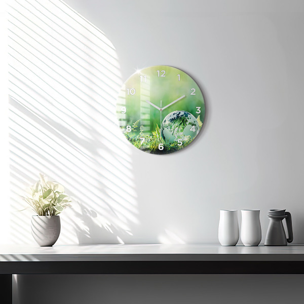 Round glass clock Globe