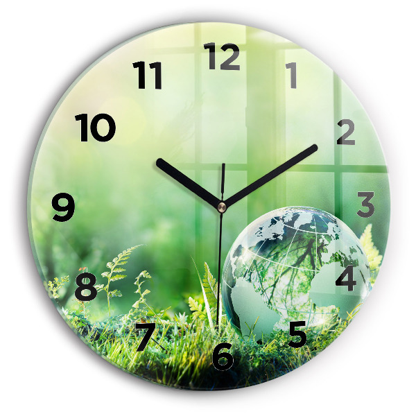 Round glass clock Globe