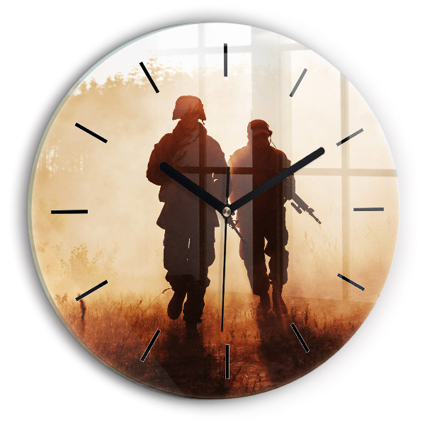 Round glass clock Soldiers
