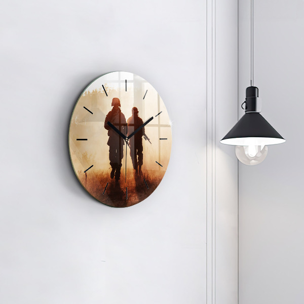 Round glass clock Soldiers