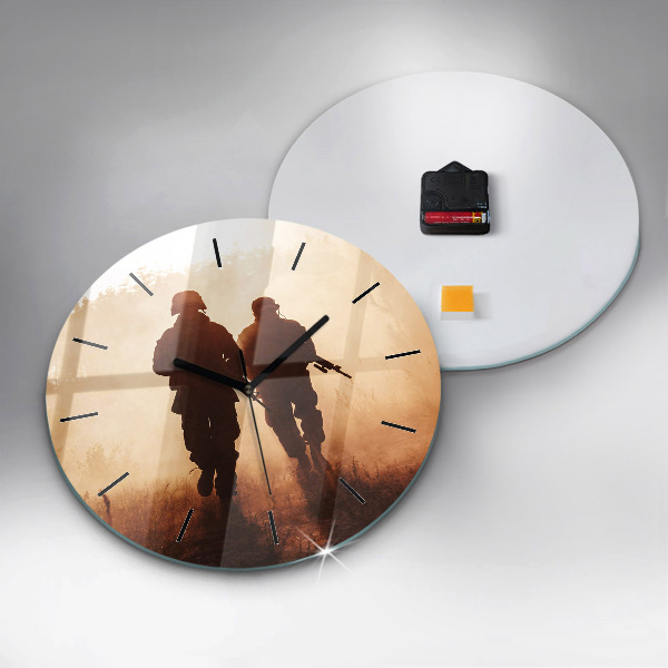 Round glass clock Soldiers