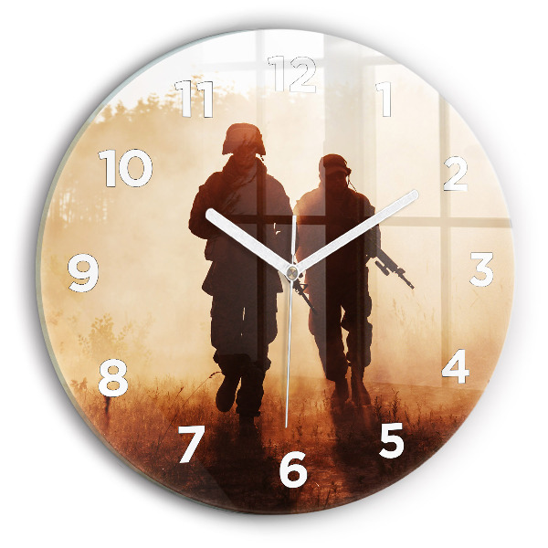 Round glass clock Soldiers