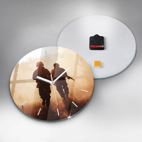 Round glass clock Soldiers