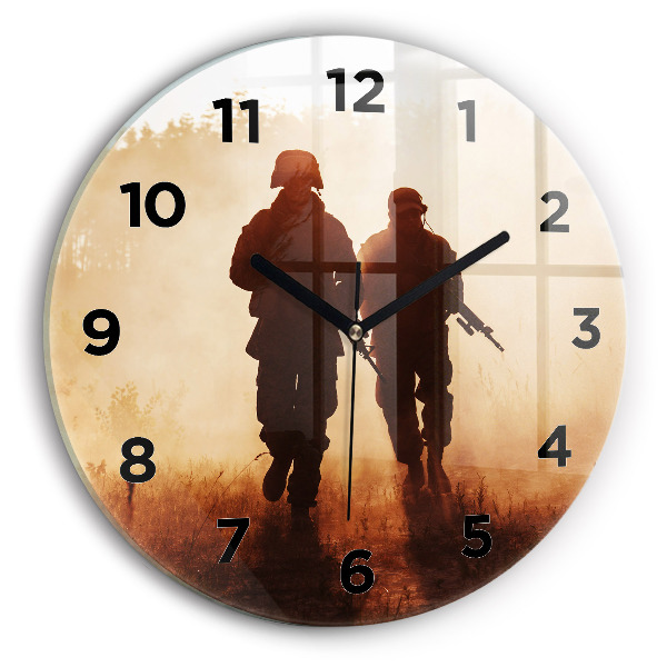 Round glass clock Soldiers