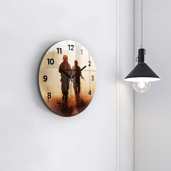Round glass clock Soldiers