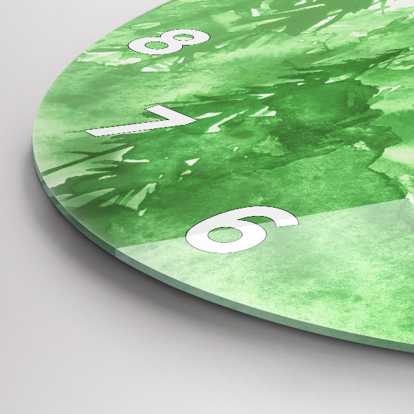 Round glass clock Painting green forest