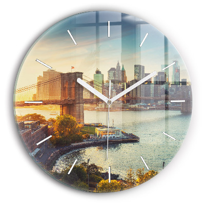 Round glass clock New York Manhattan