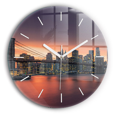 Round glass clock New York East River