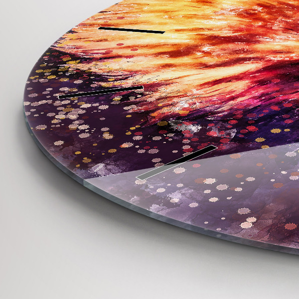 Round glass clock Watercolor eagle