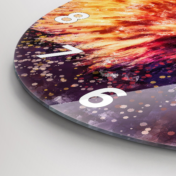 Round glass clock Watercolor eagle