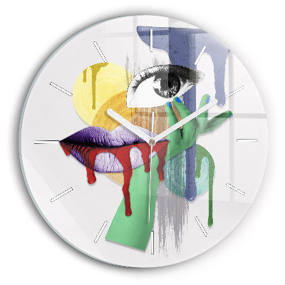Round glass clock Surrealist collage