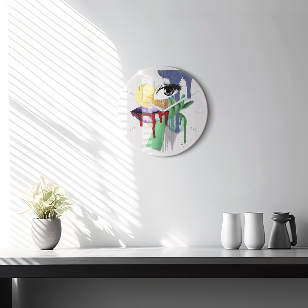 Round glass clock Surrealist collage