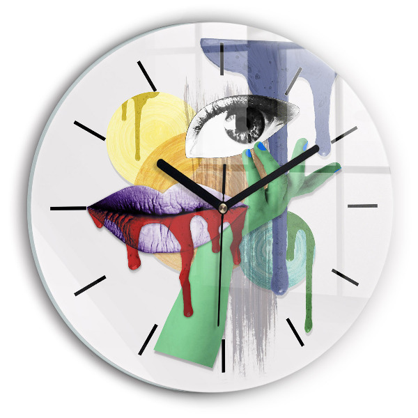 Round glass clock Surrealist collage