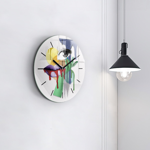 Round glass clock Surrealist collage