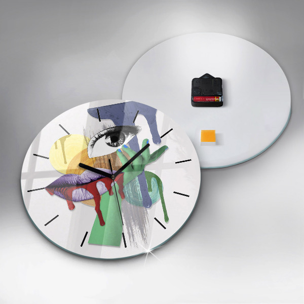 Round glass clock Surrealist collage