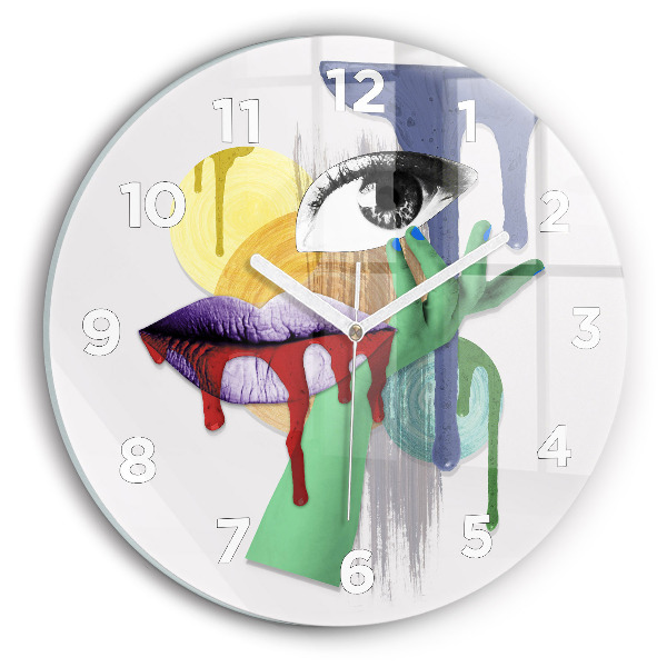 Round glass clock Surrealist collage